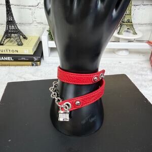 Chloe red leather wrap bracelet. Silver charm hardware. Vintage but NEW!!